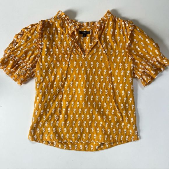 J.Crew Ruffle-sleeve cotton voile top in floating sunflowers Small - Picture 6 of 9
